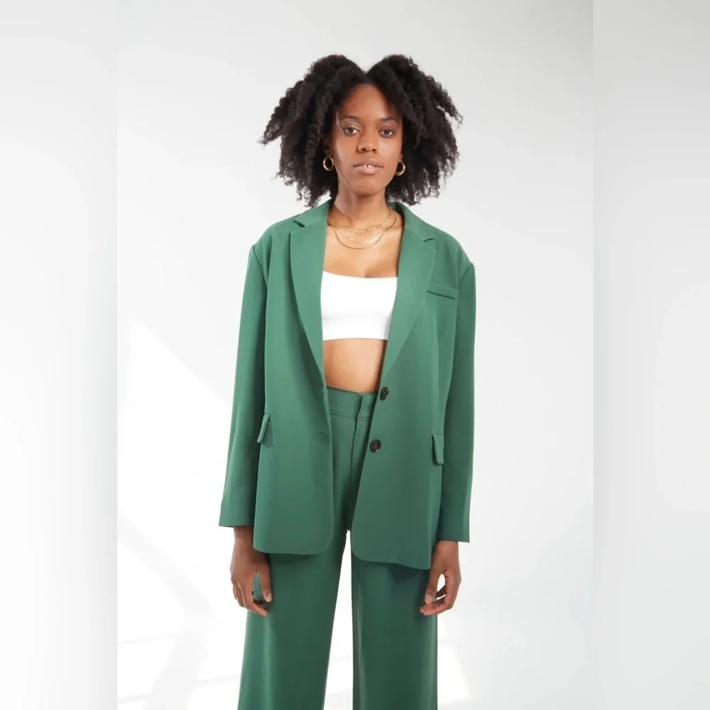 Crescent Oversized Green Blazer